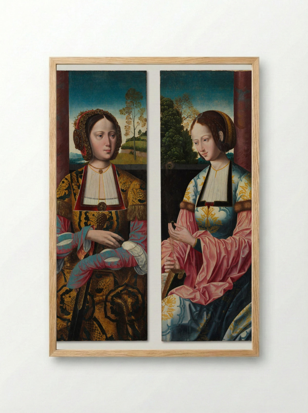 Saint Catherine and Saint Barbara - Master of the Holy Blood - Framed Print Wood