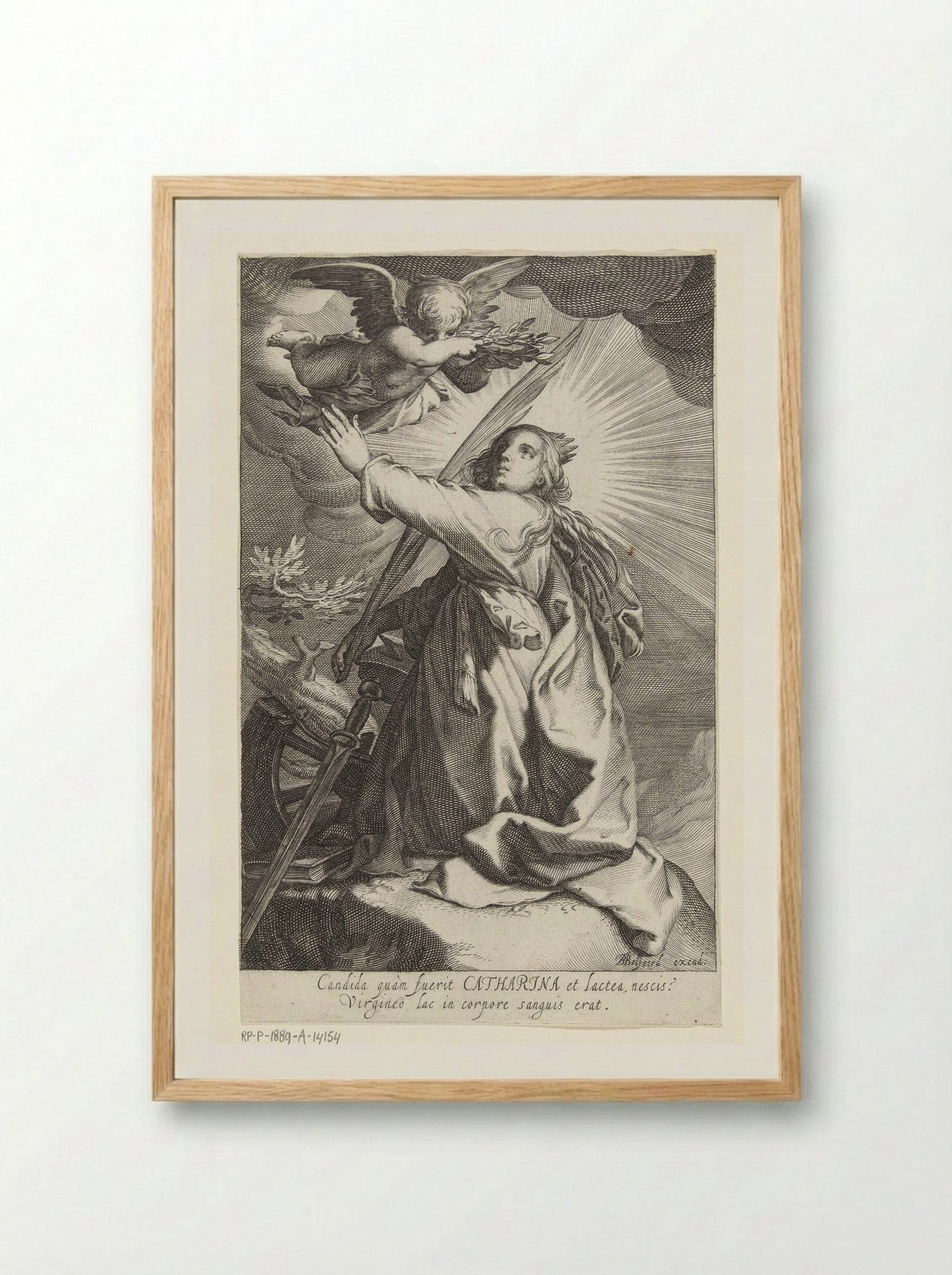 Saint Catherine of Alexandria with Palm Branch, Sword, and Broken Wheel - Boëtius Adamsz. Bolswert - Framed Print Wood