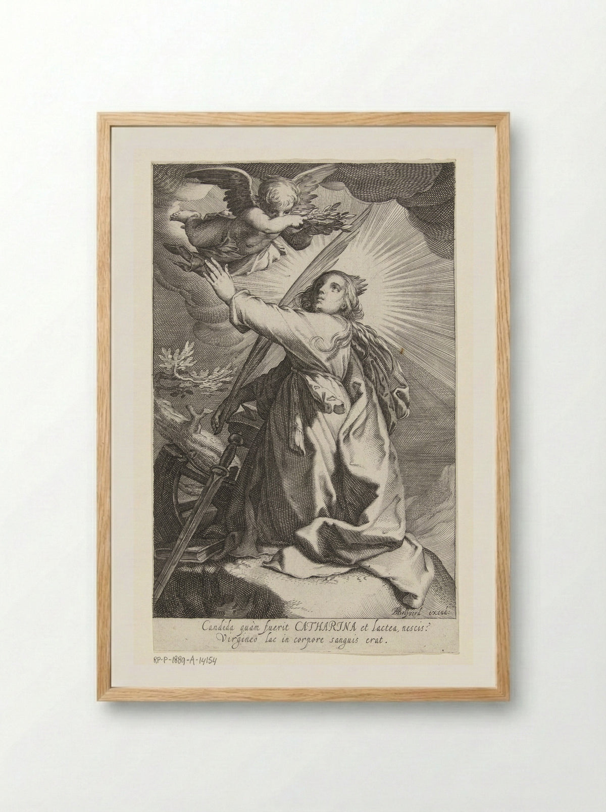 Saint Catherine of Alexandria with Palm Branch, Sword, and Broken Wheel - Boëtius Adamsz. Bolswert - Framed Print Wood