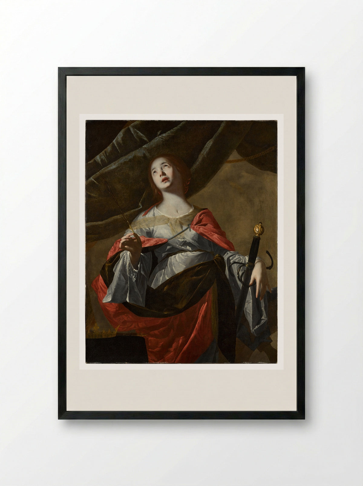 Saint Catherine of Alexandria - Bernardo Cavallino - Framed Print Black