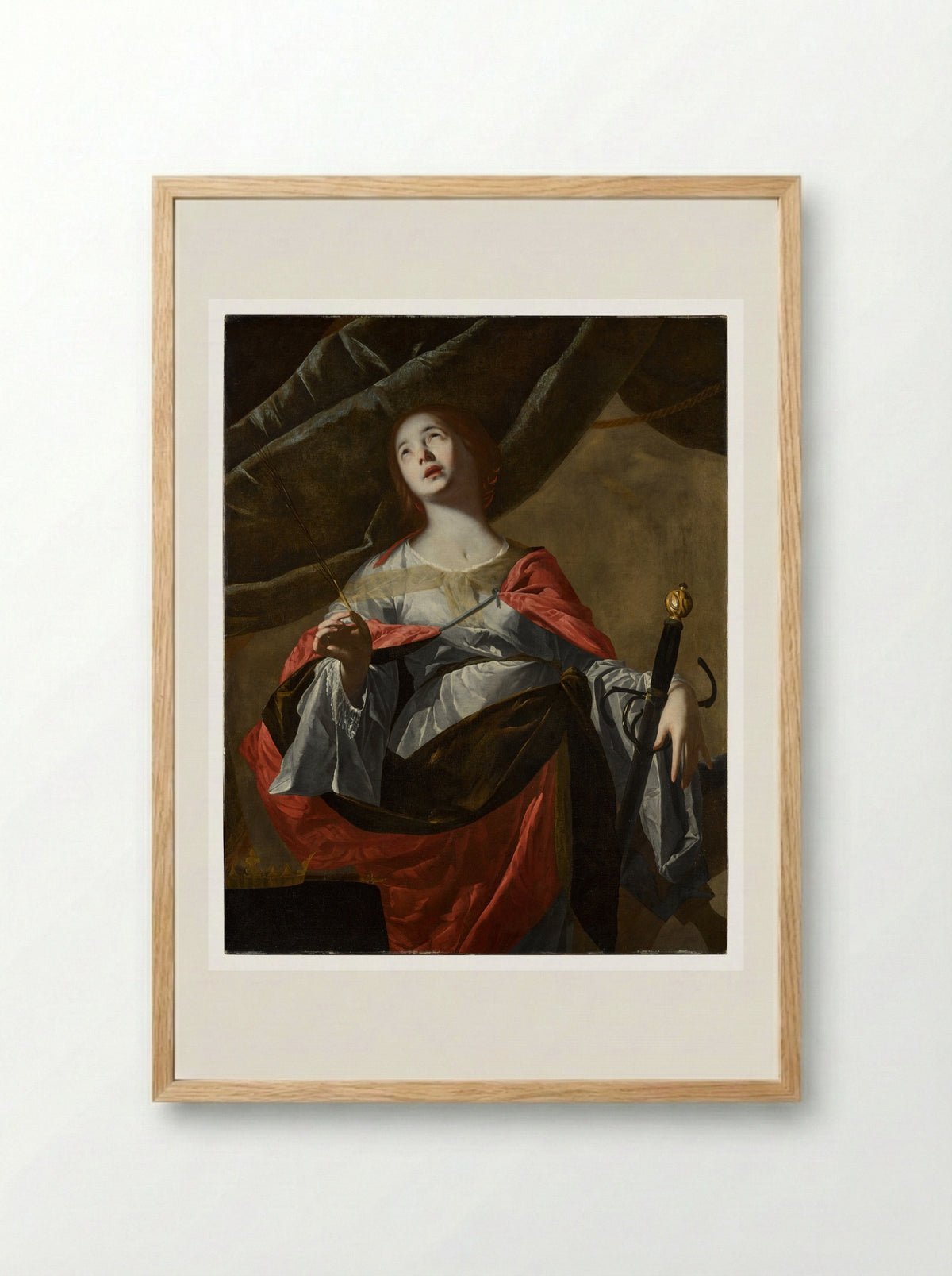 Saint Catherine of Alexandria - Bernardo Cavallino - Framed Print Wood
