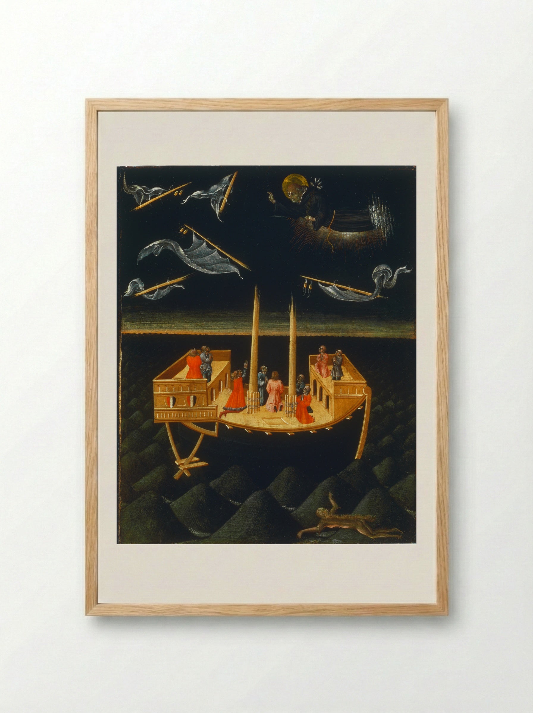 Saint Catherine of Siena Exchanging Her Heart with Christ - Giovanni di Paolo - Framed Print Wood