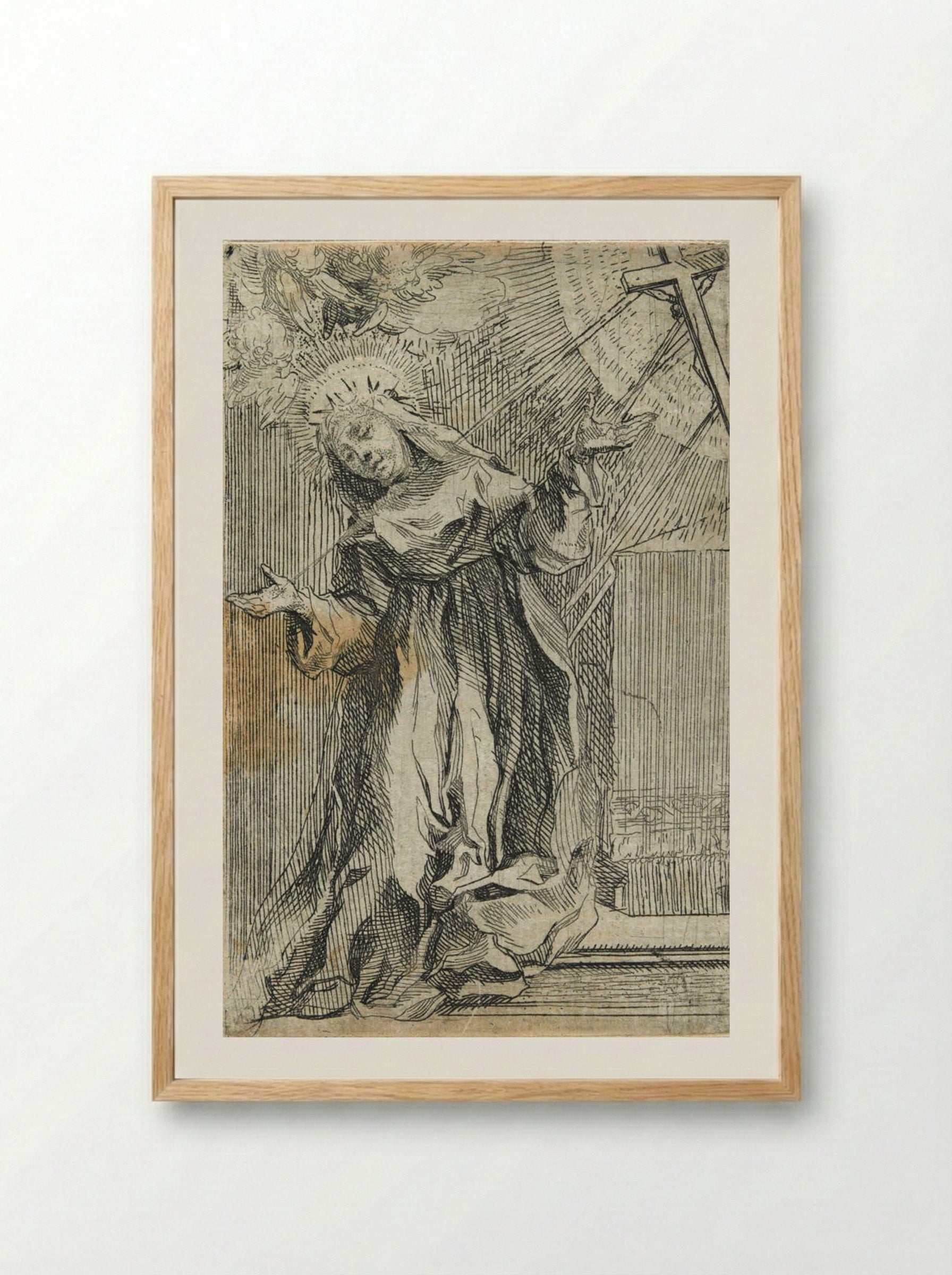 Saint Catherine of Siena Receiving the Stigmata - Francesco Vanni - Framed Print Wood