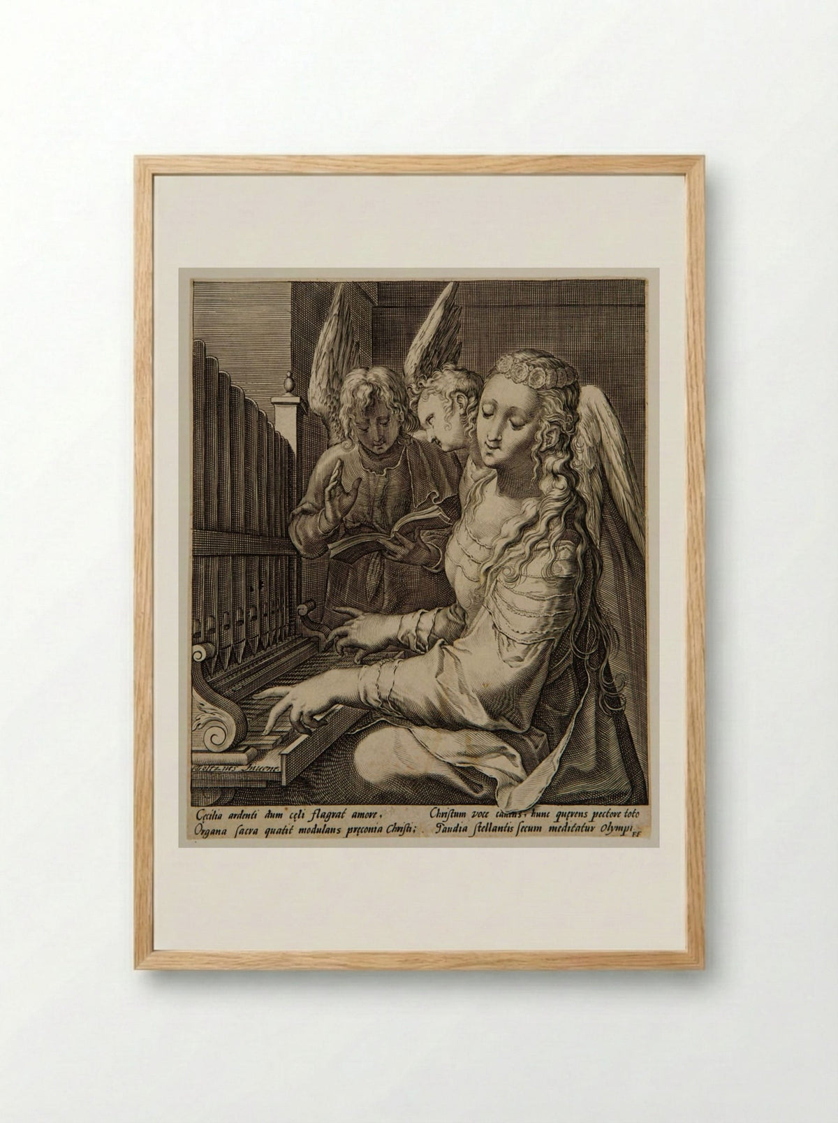 Saint Cecilia Playing the Organ - Jacob Matham - Framed Print Wood