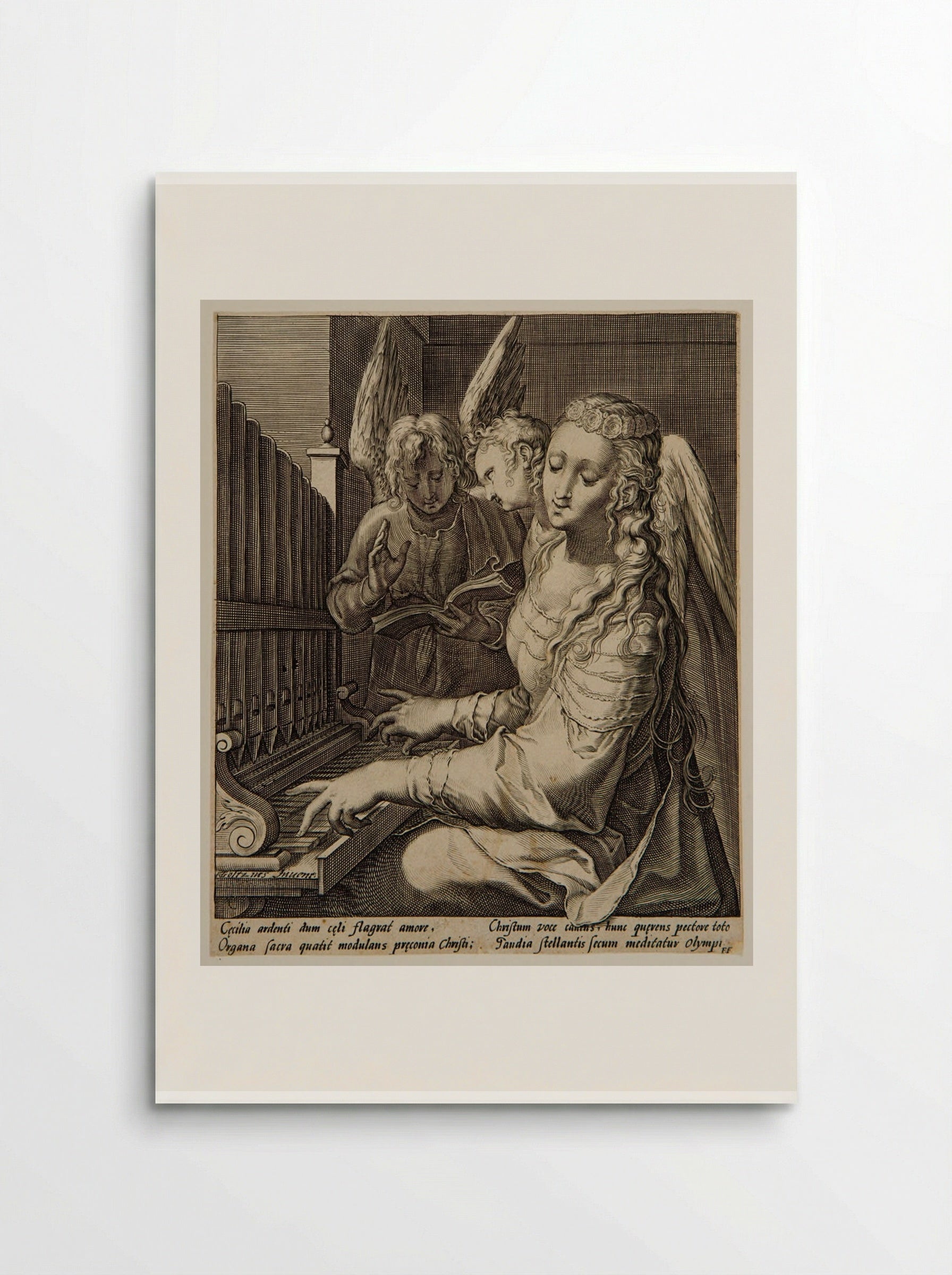Saint Cecilia Playing the Organ - Jacob Matham - Poster