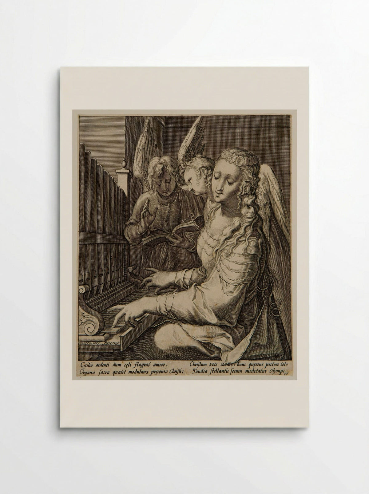 Saint Cecilia Playing the Organ - Jacob Matham - Poster