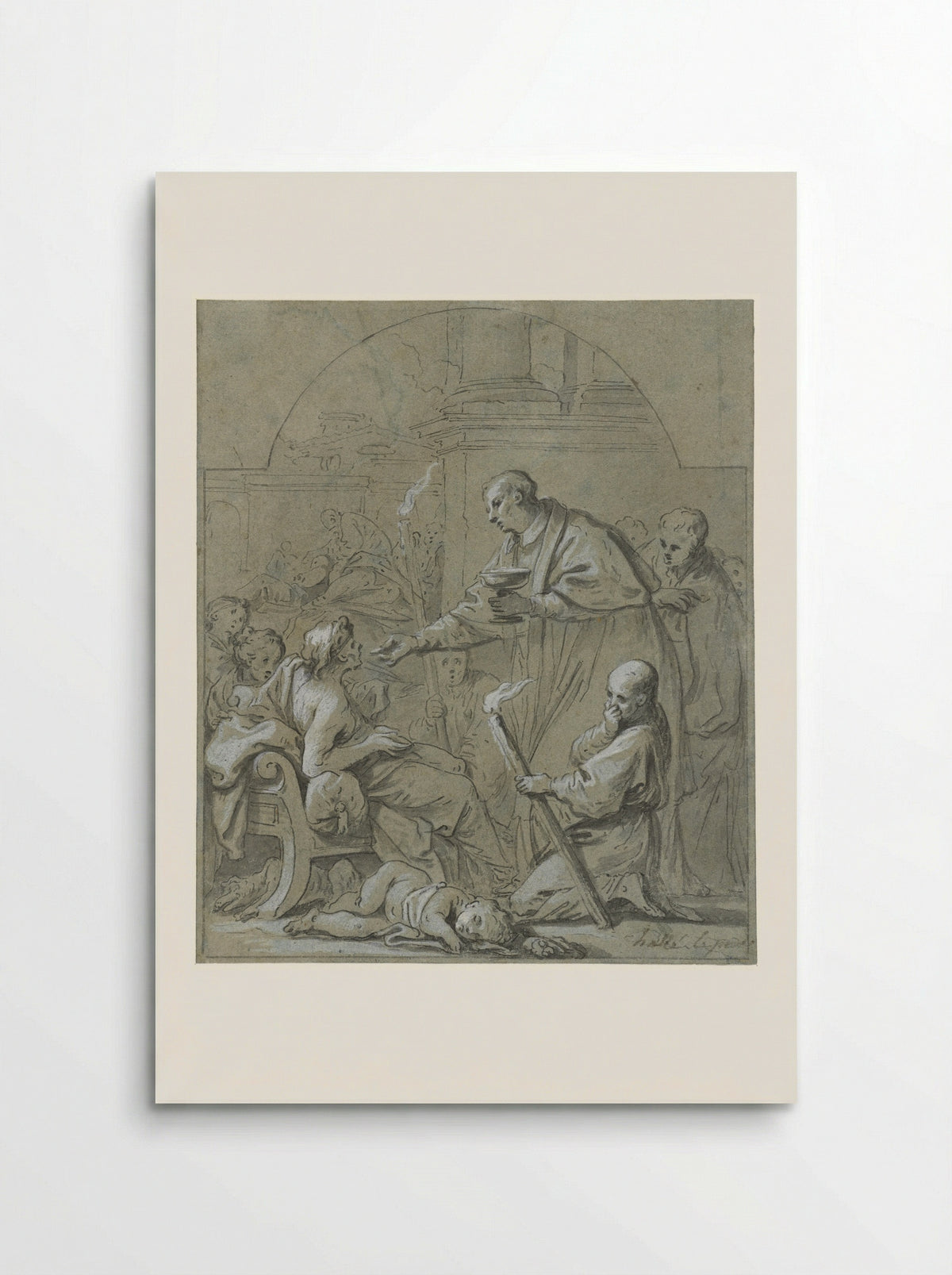Saint Charles Borromeo Administering the Last Communion to Plague Victims - Claude Guy Hallé - Poster