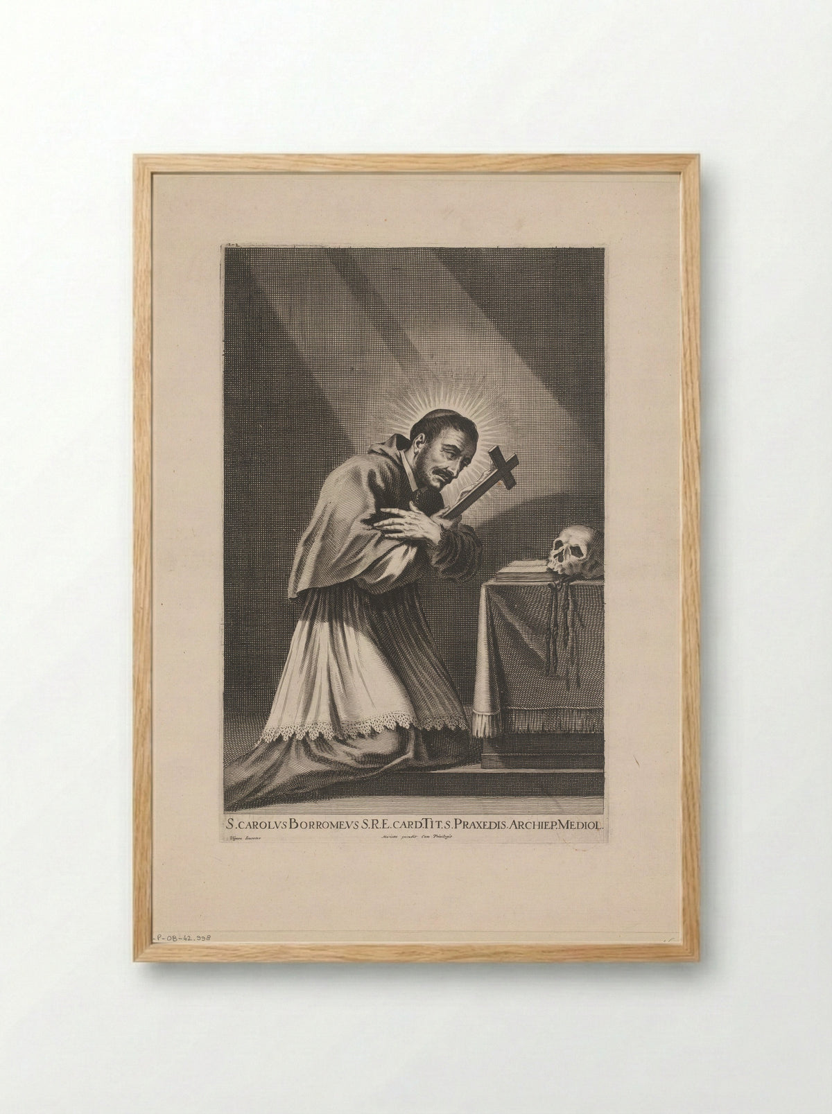 Saint Charles Borromeo in Prayer - Jean Couvay - Framed Print Wood
