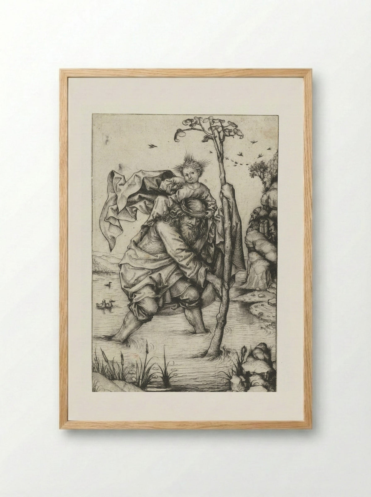 Saint Christopher (Large Version) - Meester van het Amsterdamse Kabinet - Framed Print Wood