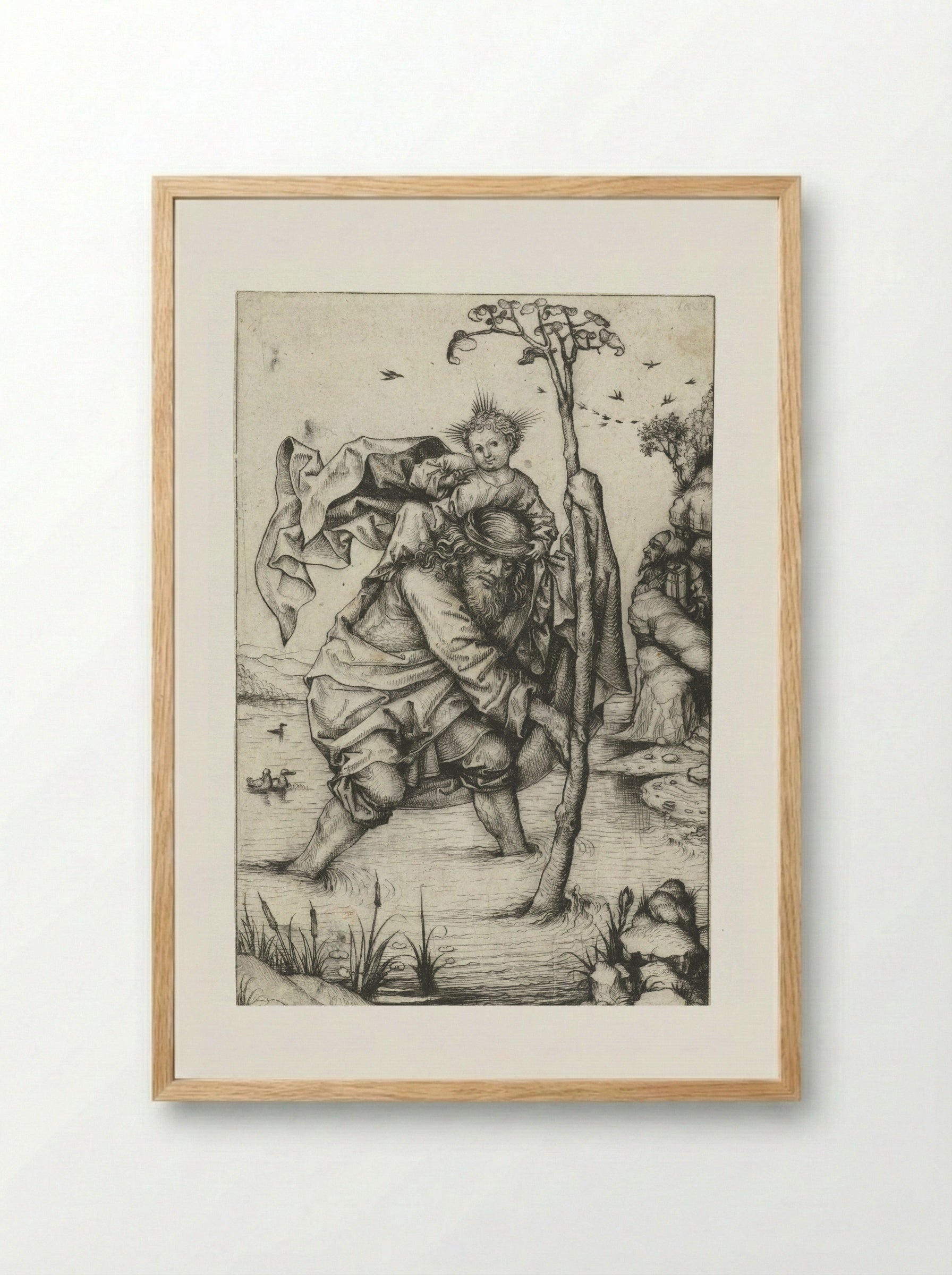 Saint Christopher (Large Version) - Meester van het Amsterdamse Kabinet - Framed Print Wood