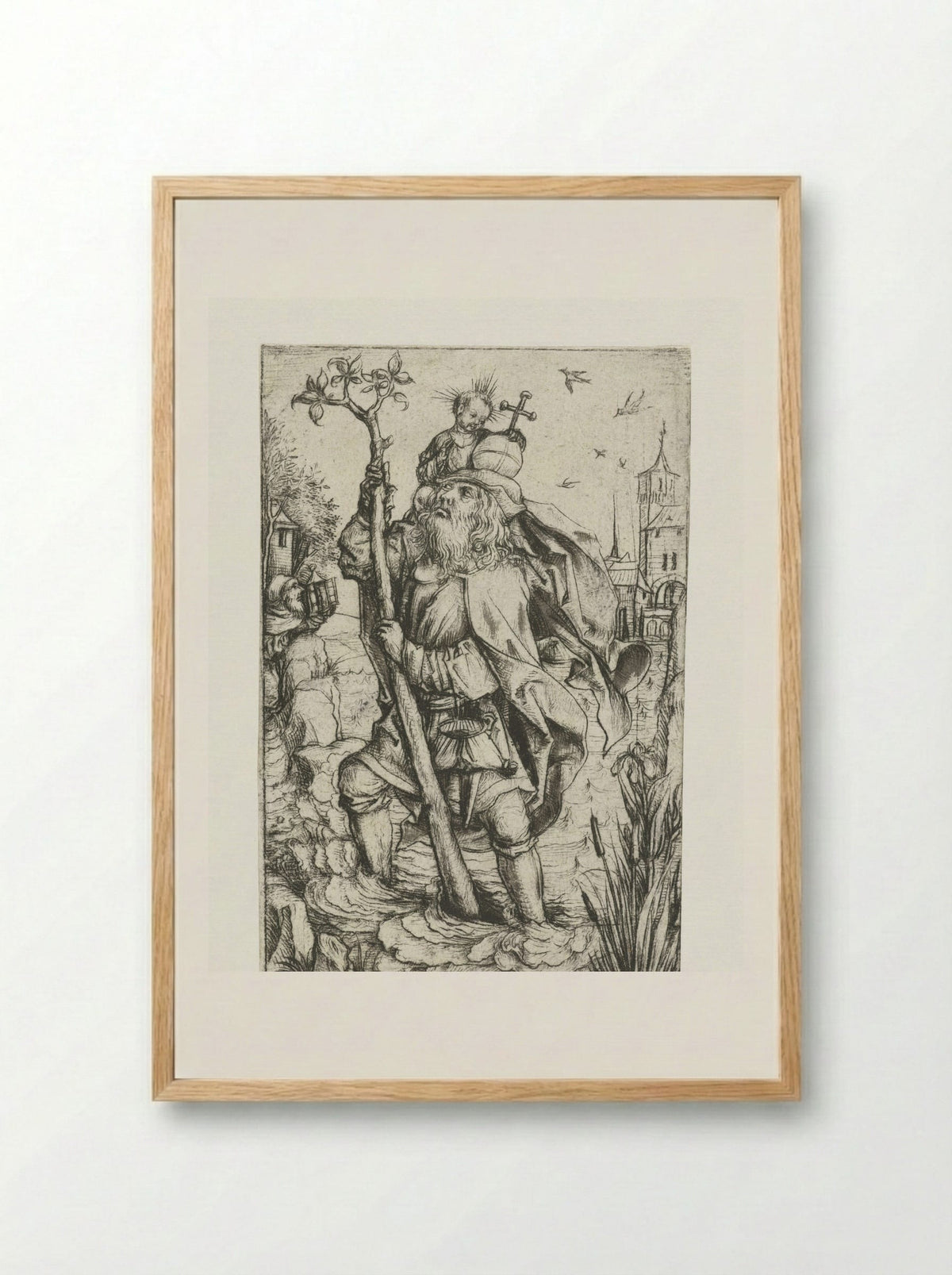 Saint Christopher (Small Version) - Meester van het Amsterdamse Kabinet - Framed Print Wood