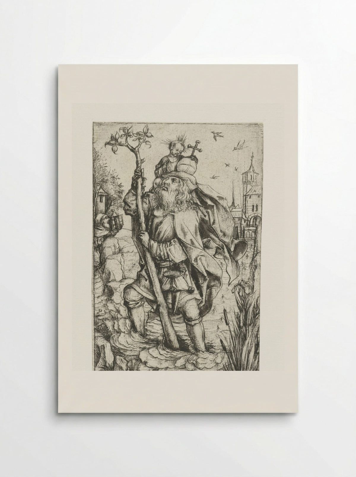 Saint Christopher (Small Version) - Meester van het Amsterdamse Kabinet - Poster
