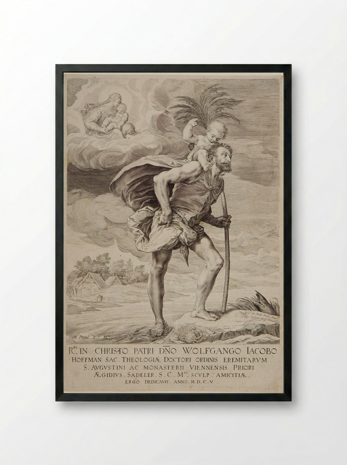 Saint Christopher - Aegidius Sadeler II - Framed Print Black