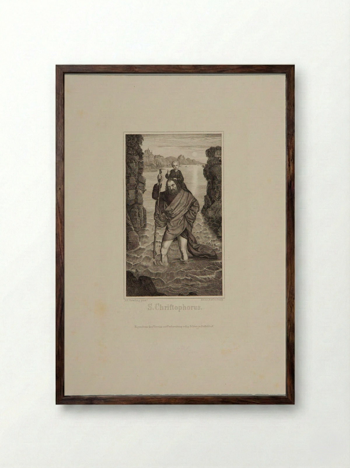 Saint Christopher - Heinrich Nüsser - Framed Print Dark Wood