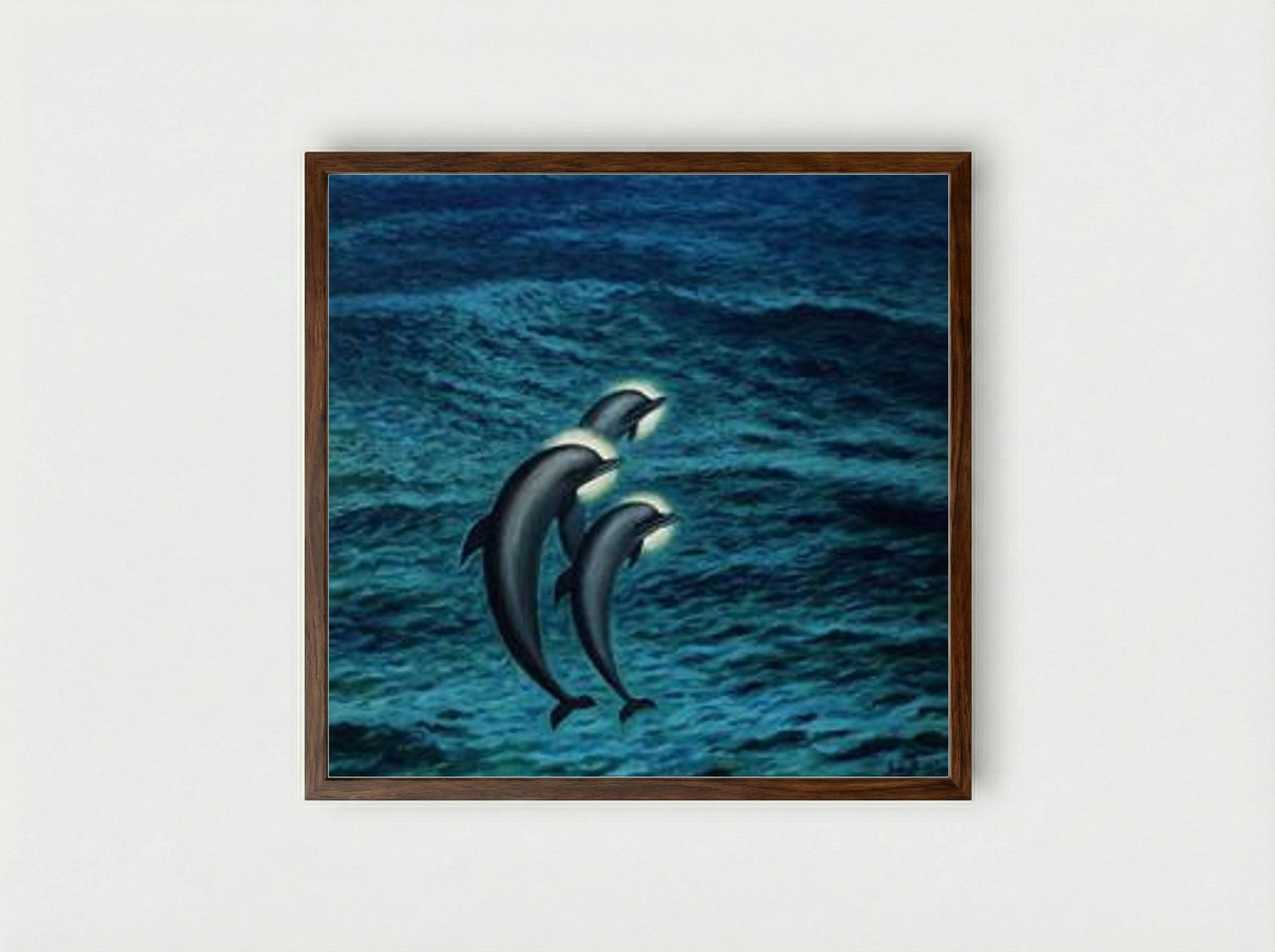Saint Dolphins - Sabin Balasa - Framed Print Dark Wood