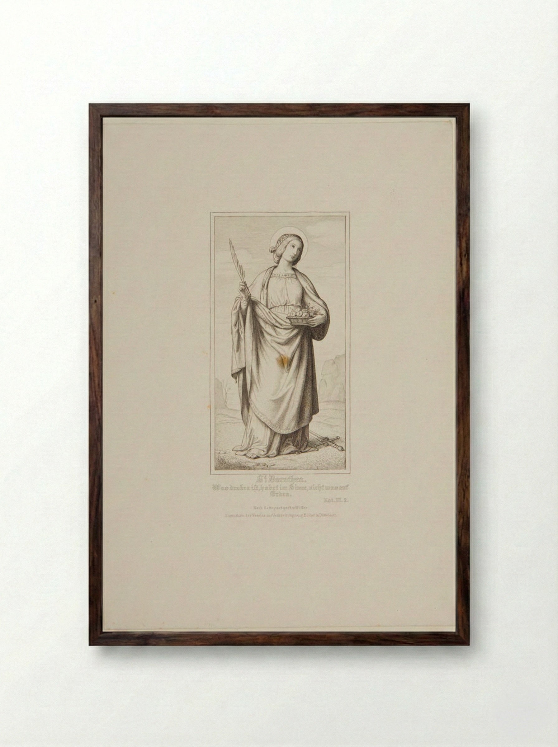 Saint Dorothea - Heinrich Nüsser - Framed Print Dark Wood
