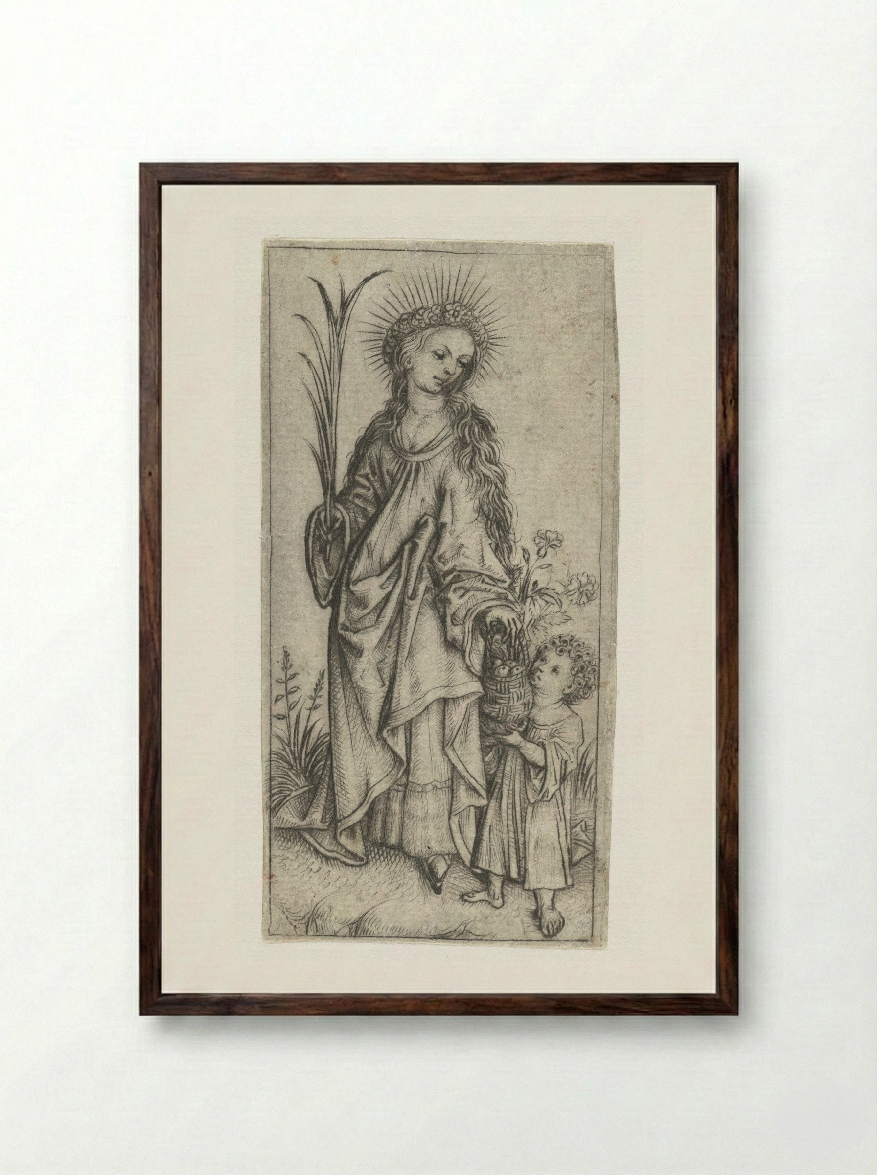 Saint Dorothy - Master of the Amsterdam Cabinet - Framed Print Dark Wood