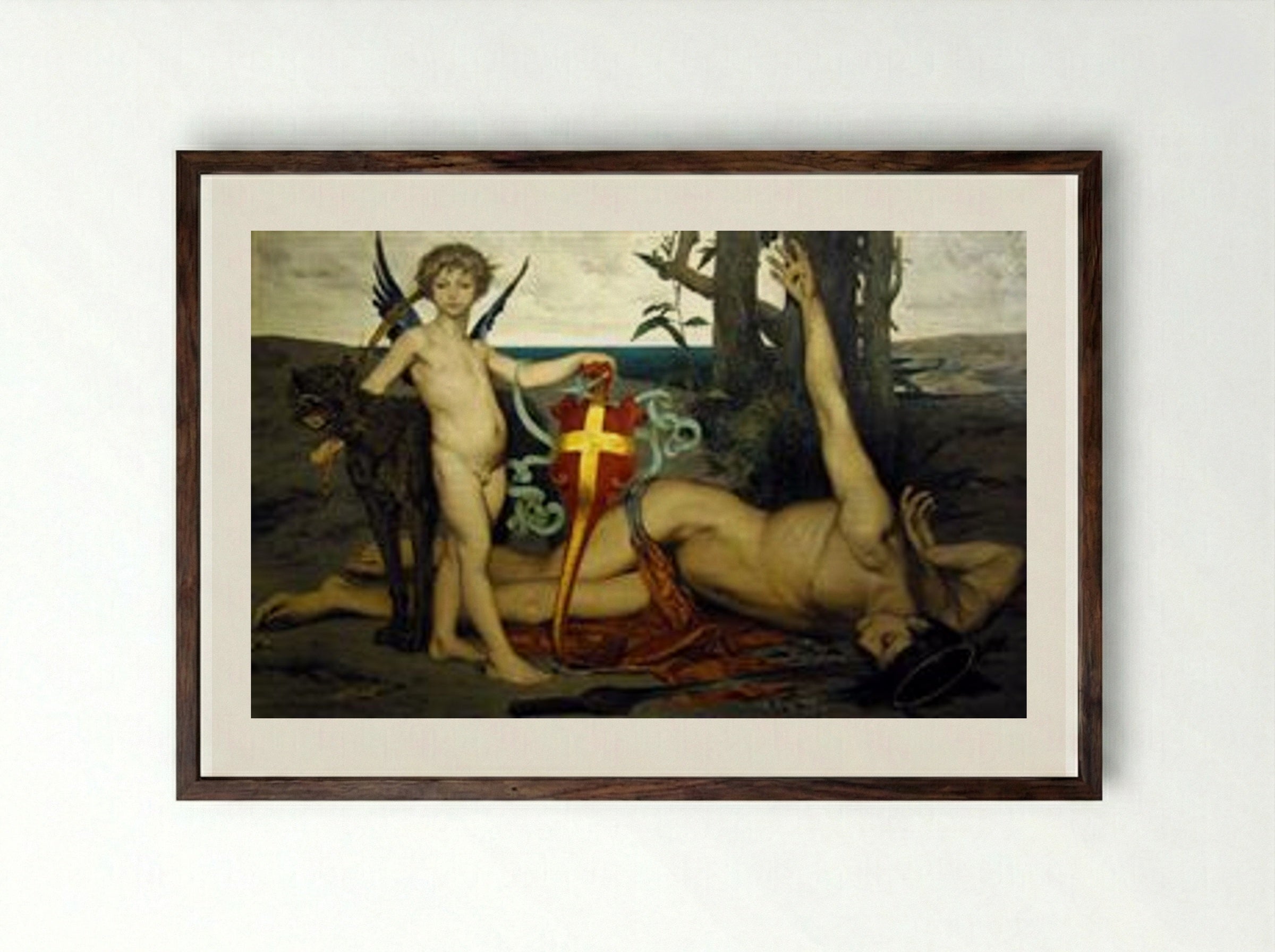 Saint Edmund the Martyr King of England - Luc-Olivier Merson - Framed Print Dark Wood