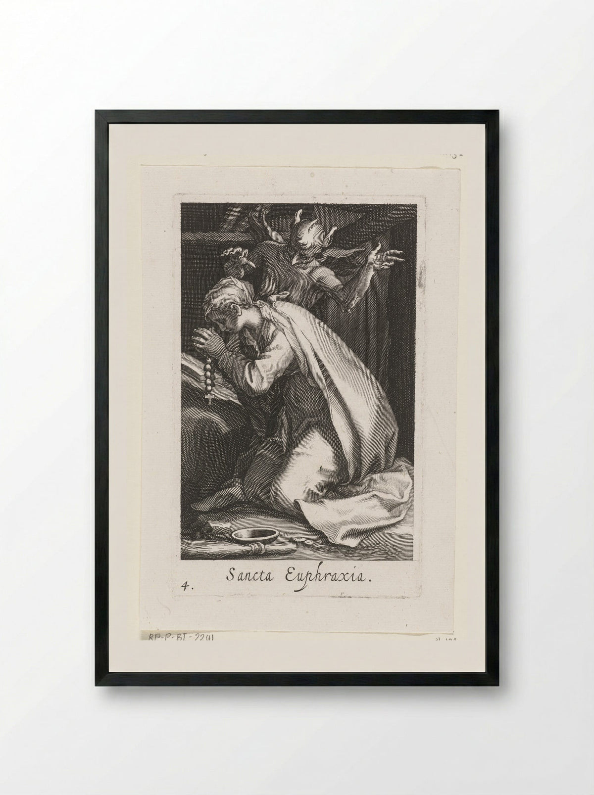 Saint Euphrasia of Constantinople as a Hermit - Boëtius Adamsz. Bolswert - Framed Print Black