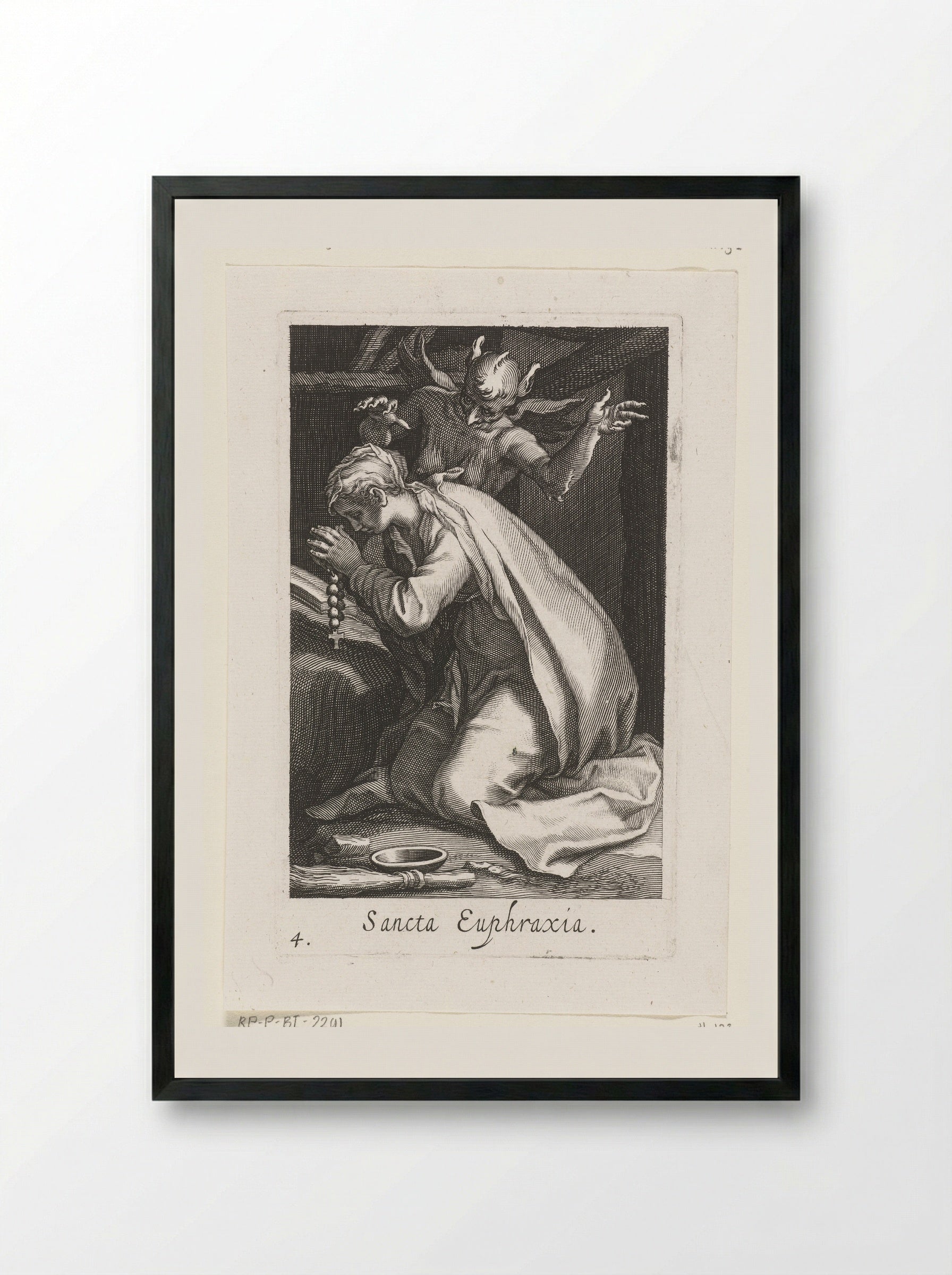Saint Euphrasia of Constantinople as a Hermit - Boëtius Adamsz. Bolswert - Framed Print Black