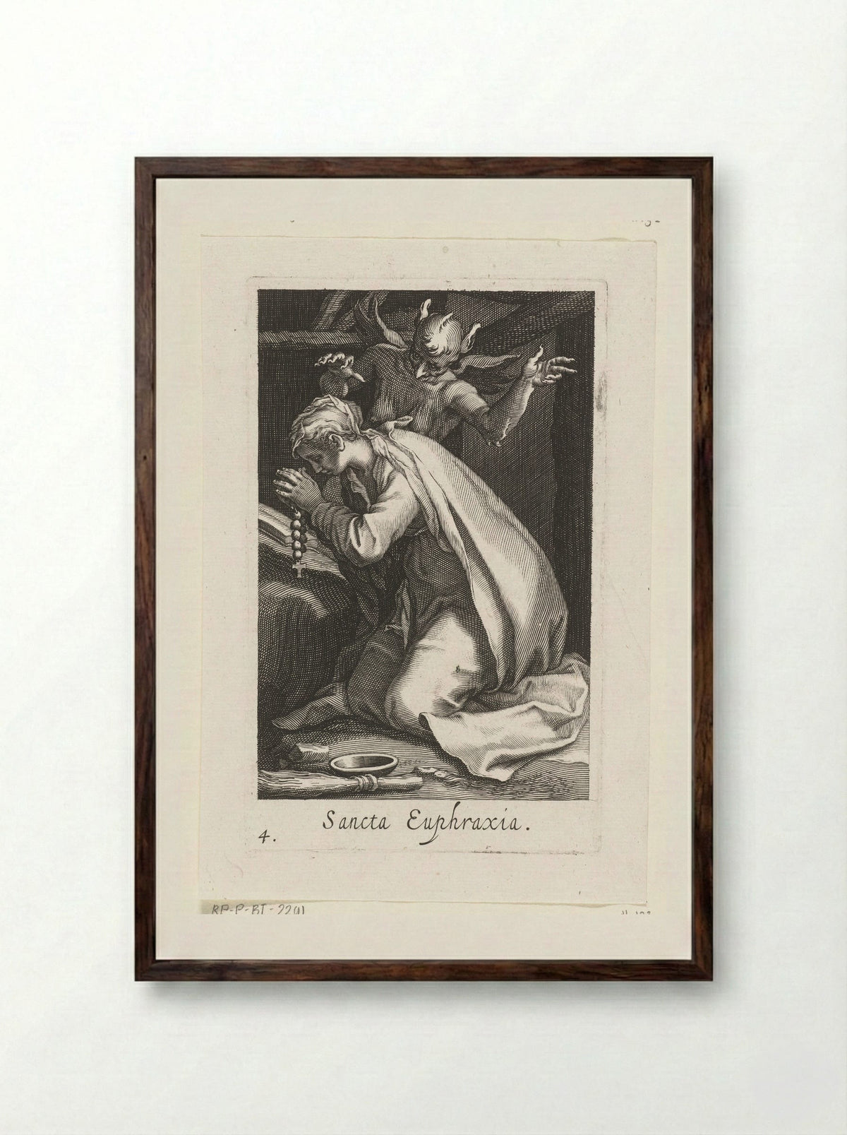 Saint Euphrasia of Constantinople as a Hermit - Boëtius Adamsz. Bolswert - Framed Print Dark Wood