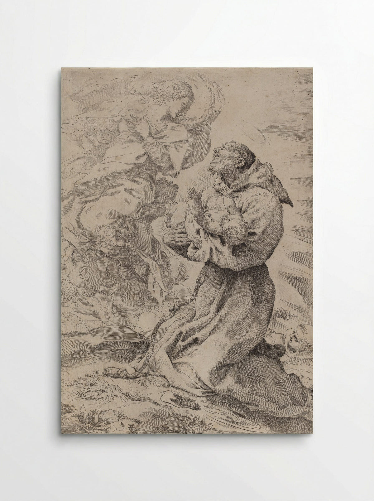 Saint Francis Receiving the Christ Child from the Virgin - Pietro Faccini - Poster