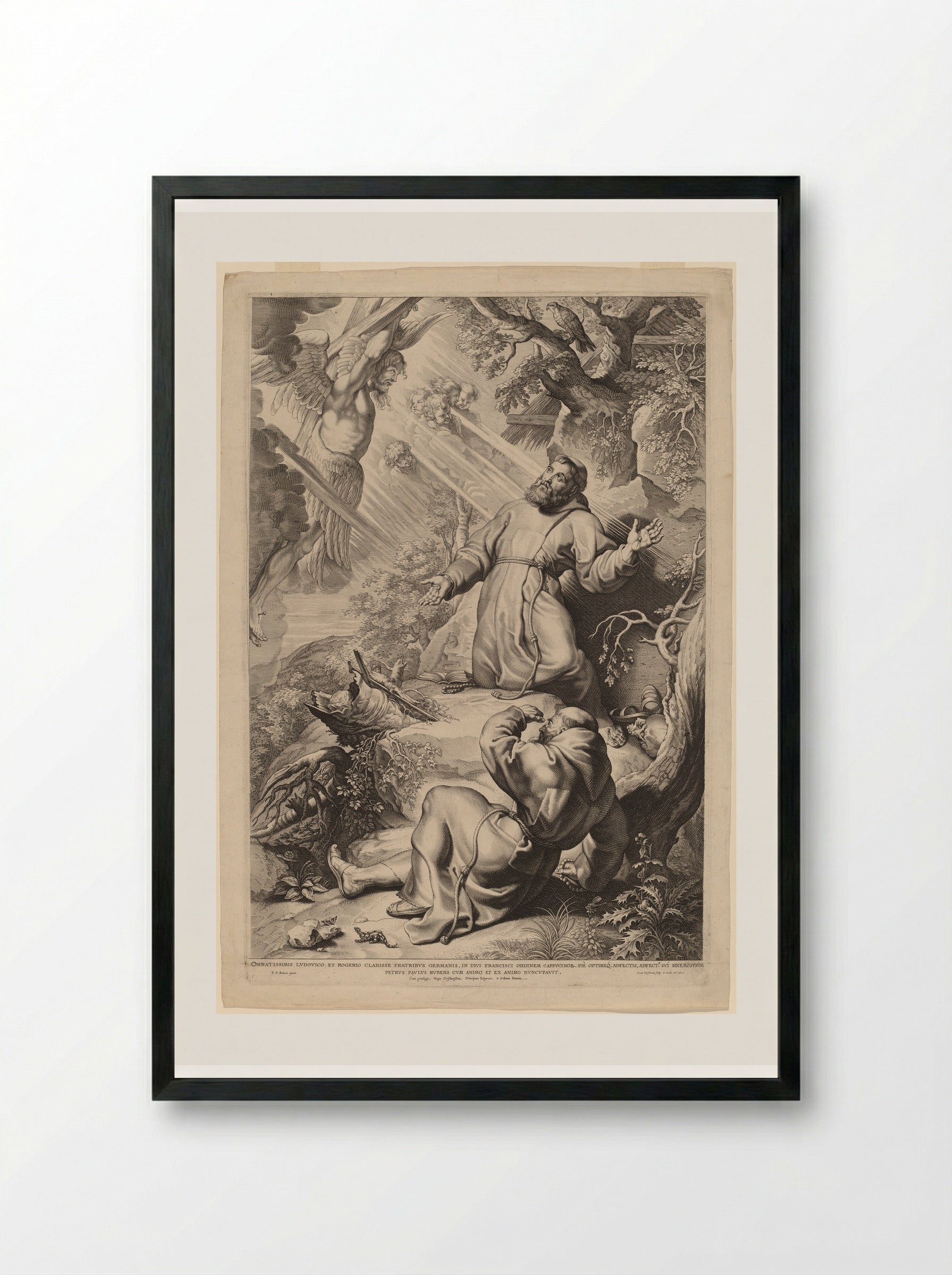 Saint Francis Receiving the Stigmata - Lucas Vorsterman I - Framed Print Black