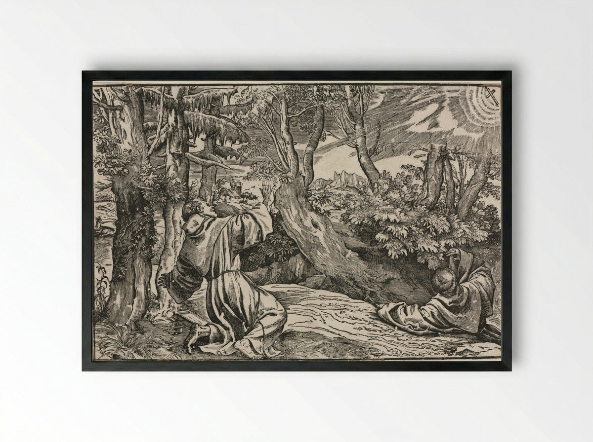Saint Francis Receiving the Stigmata - Niccolo Boldrini - Framed Print Black