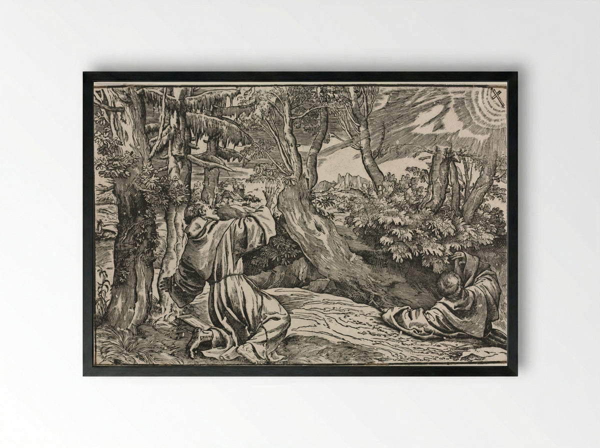 Saint Francis Receiving the Stigmata - Niccolo Boldrini - Framed Print Black