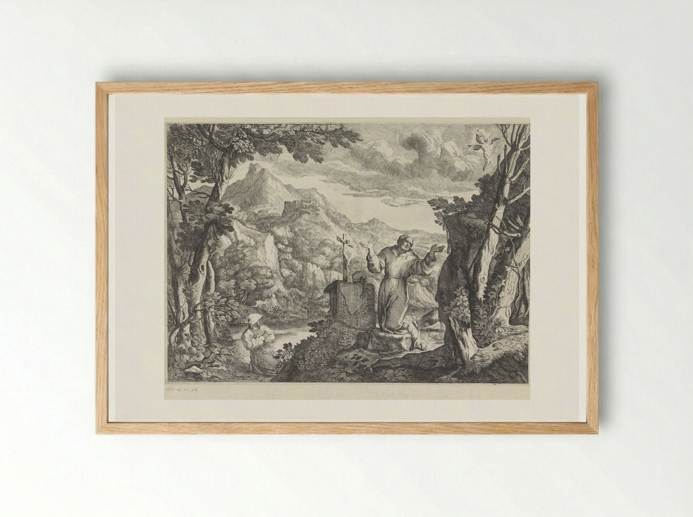 Saint Francis Receiving the Stigmata - Giovanni Francesco Grimaldi - Framed Print Wood