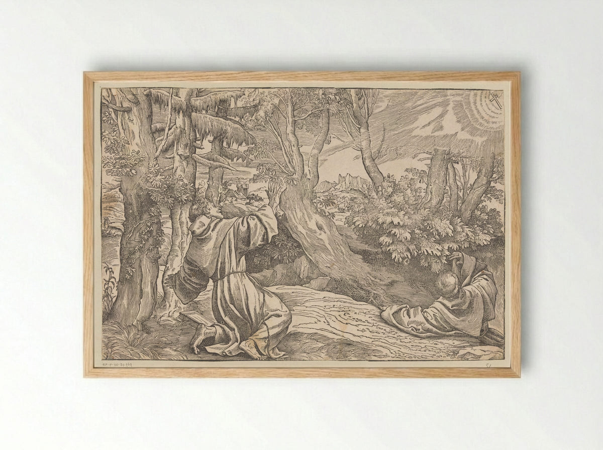 Saint Francis Receiving the Stigmata - Titian - Framed Print Wood