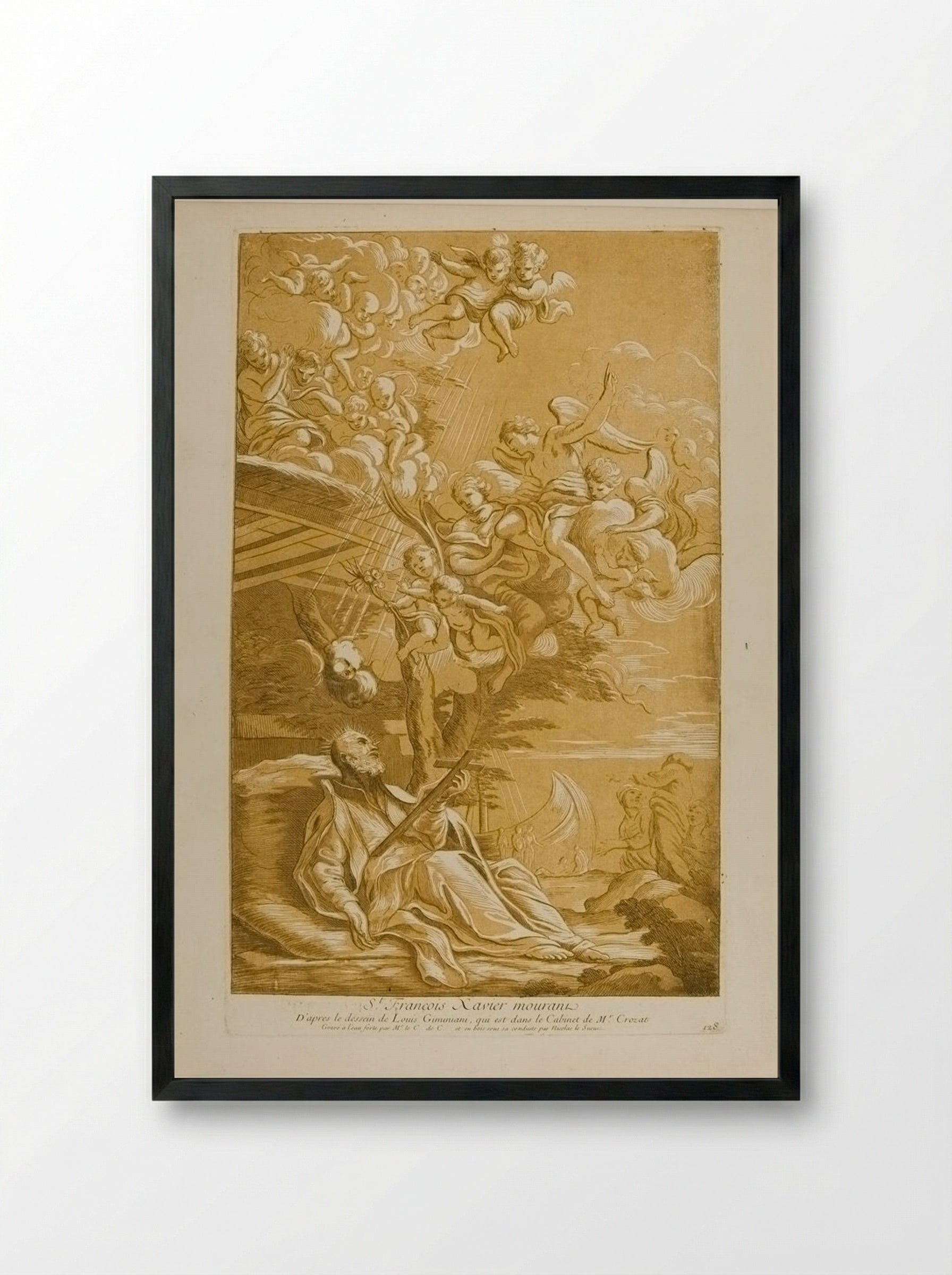 Saint Francis Xavier Dying - Anne Claude de Thubières, comte de Caylus - Framed Print Black