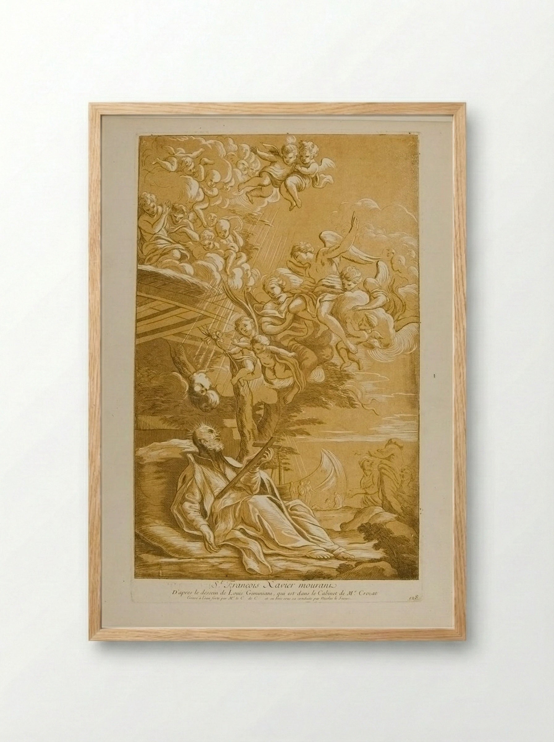Saint Francis Xavier Dying - Anne Claude de Thubières, comte de Caylus - Framed Print Wood