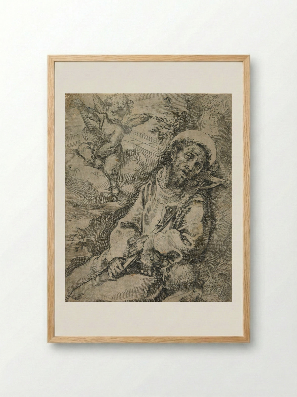 Saint Francis in Ecstasy - Francesco Vanni - Framed Print Wood