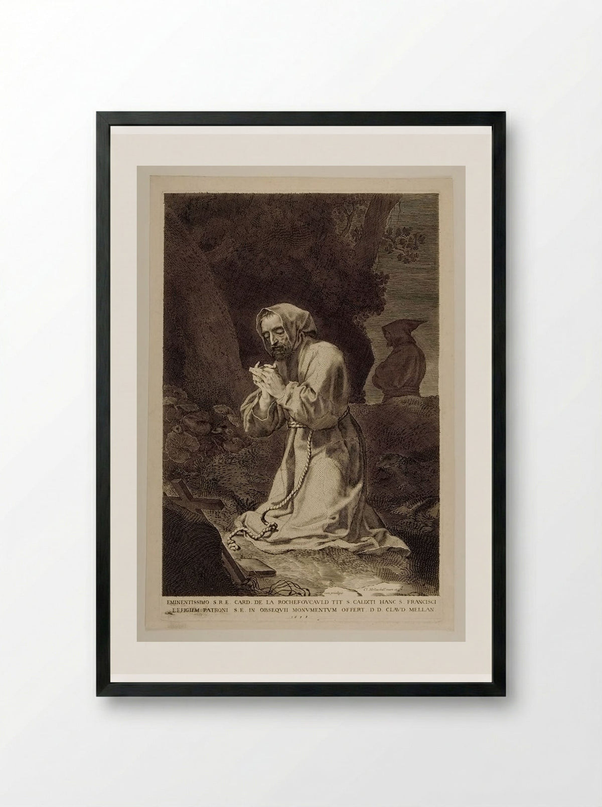 Saint Francis - Claude Mellan - Framed Print Black