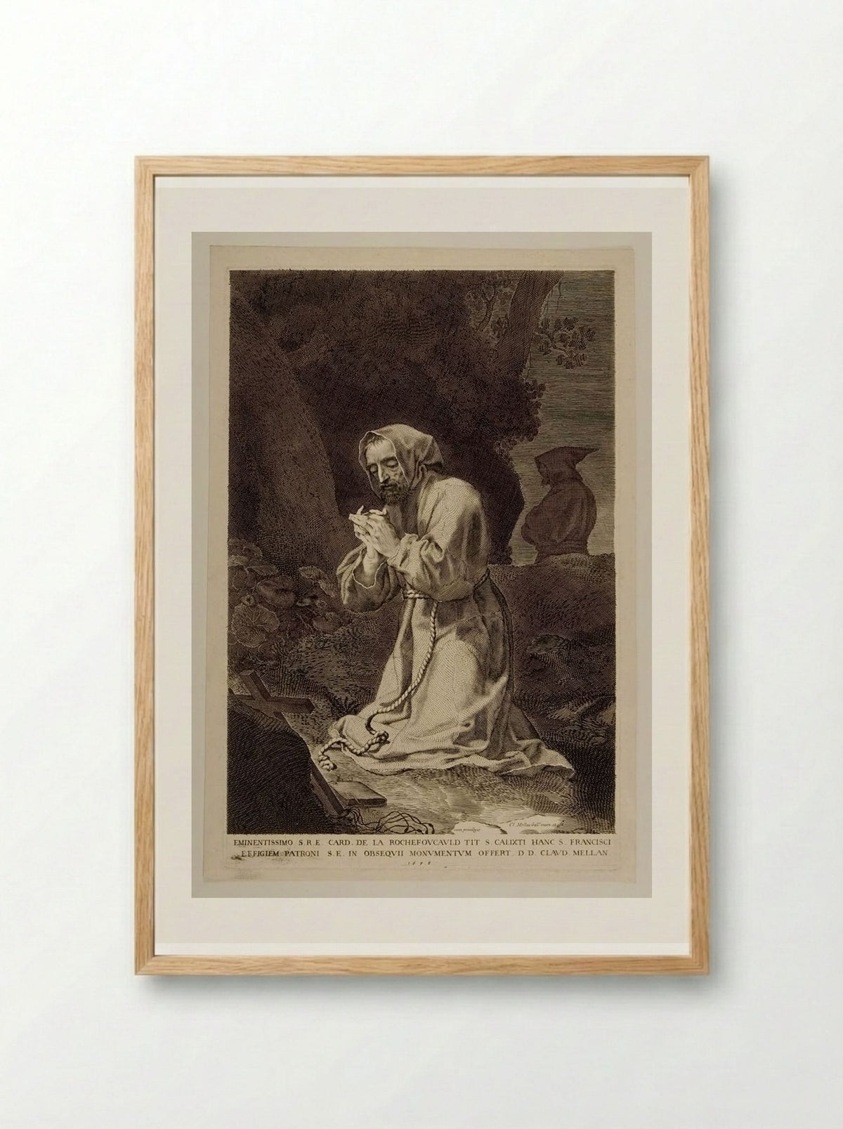 Saint Francis - Claude Mellan - Framed Print Wood