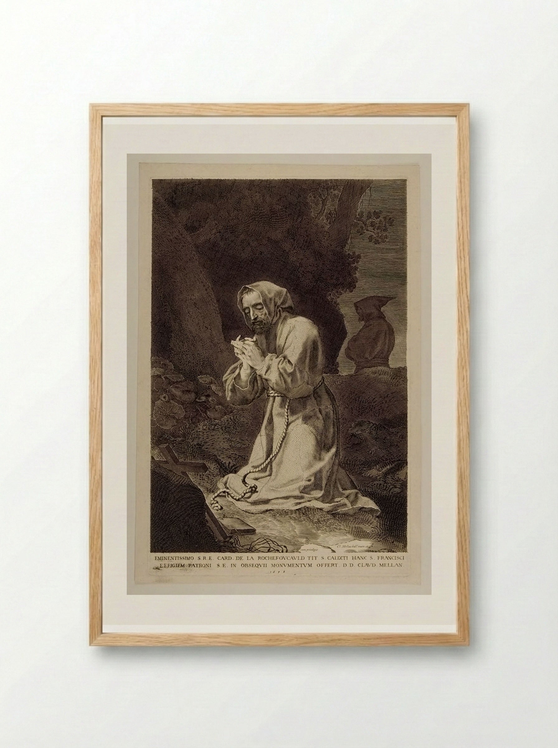 Saint Francis - Claude Mellan - Framed Print Wood