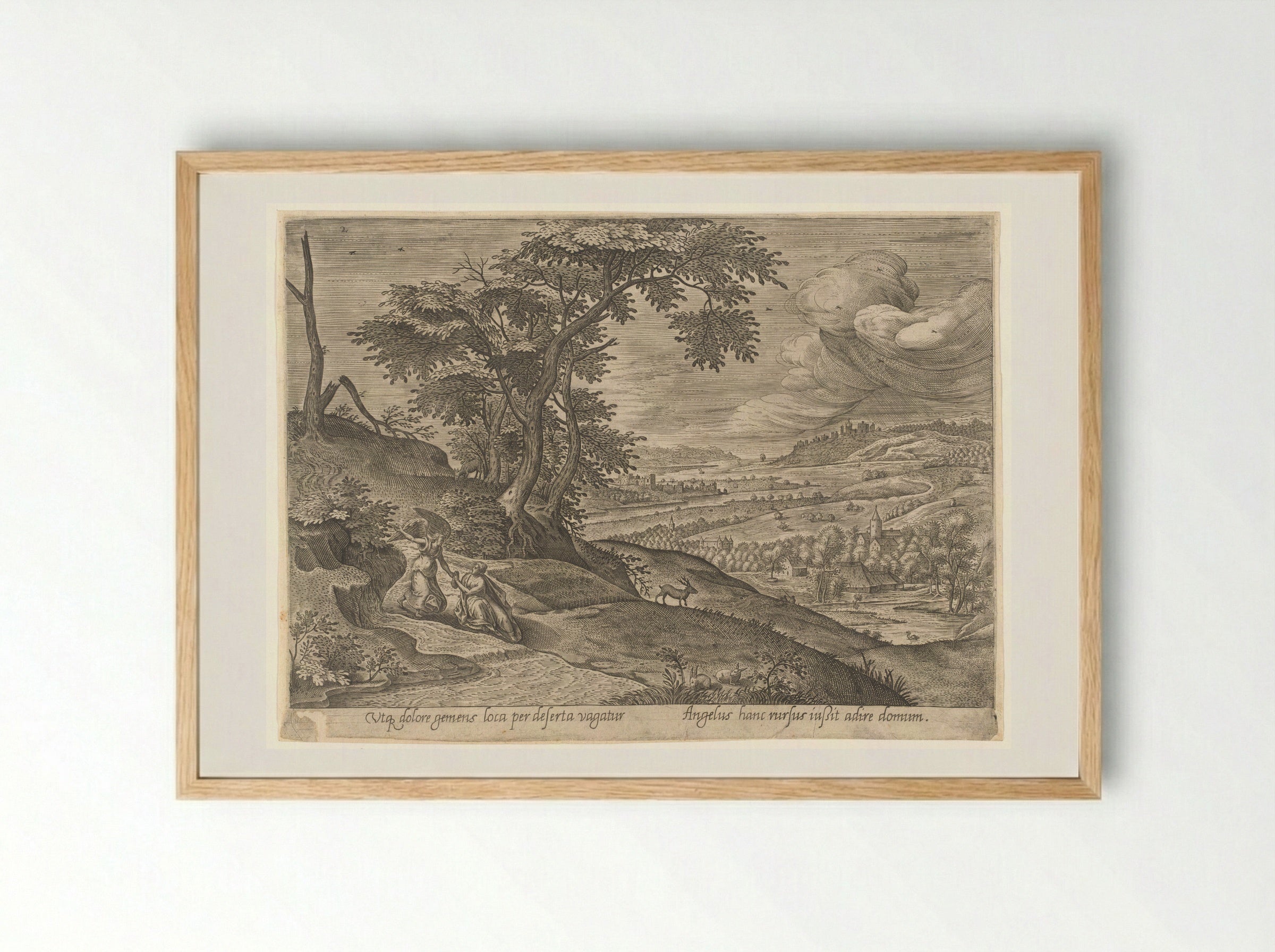 Saint Genevieve with an Angel - Philips Galle - Framed Print Wood