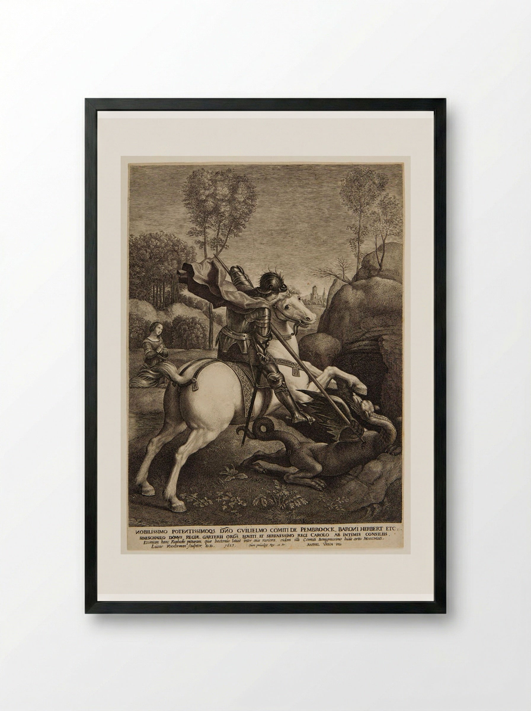 Saint George and the Dragon - Lucas Vorsterman I - Framed Print Black
