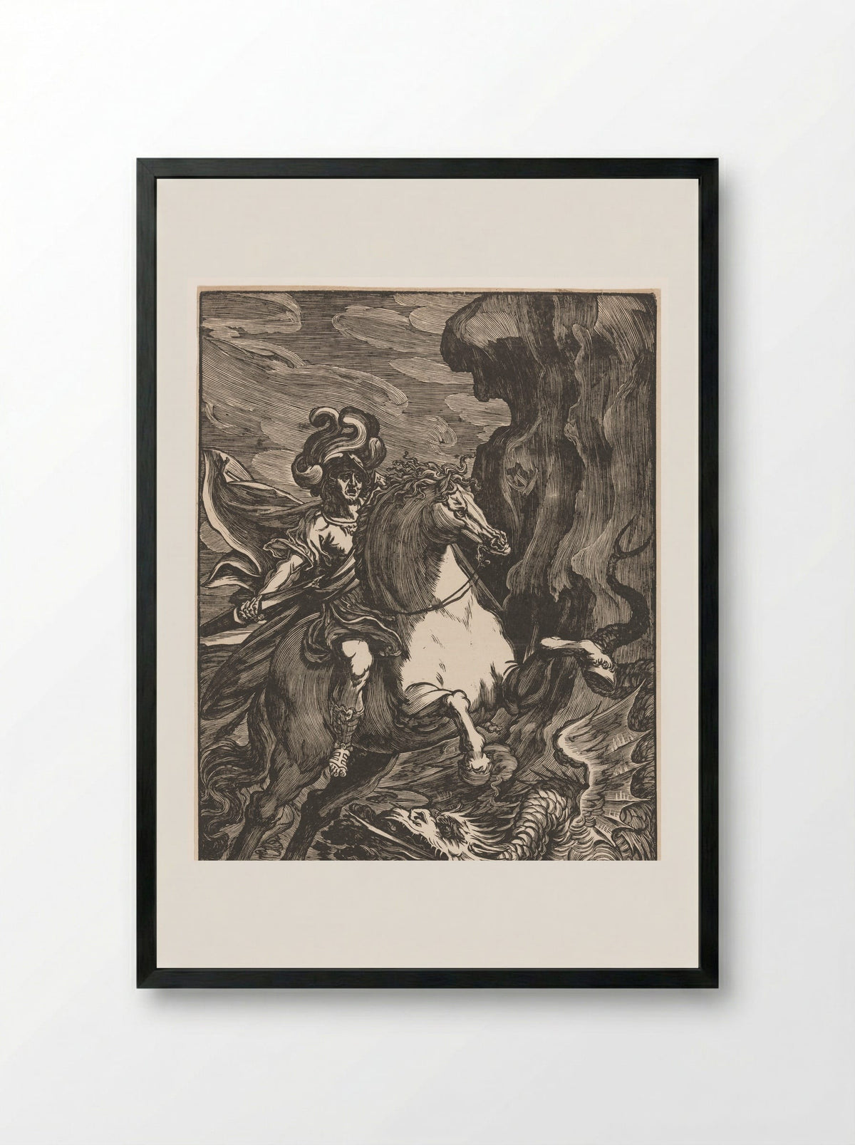 Saint George and the Dragon - Giuseppe Scolari - Framed Print Black