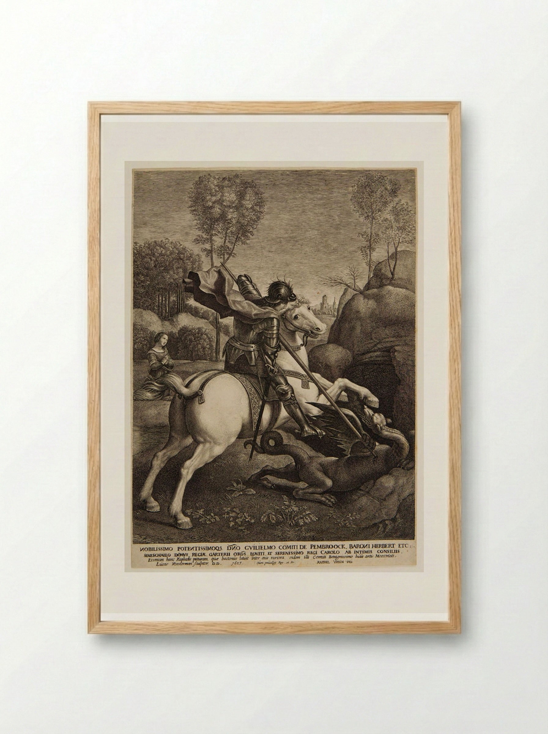 Saint George and the Dragon - Lucas Vorsterman I - Framed Print Wood