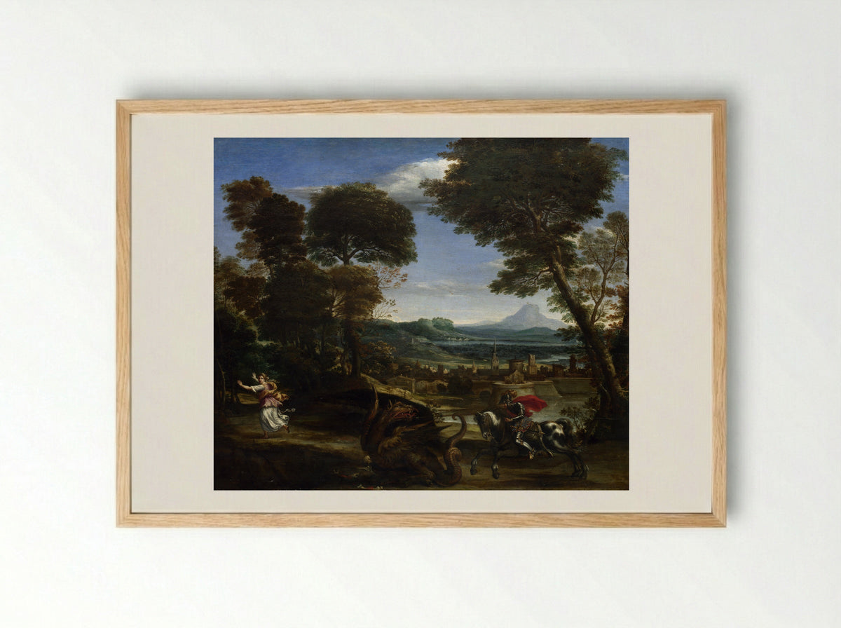 Saint George and the Dragon - Domenichino - Framed Print Wood