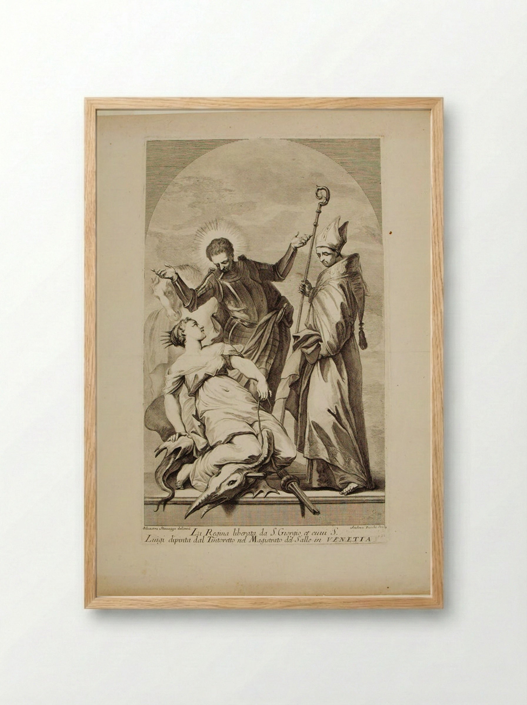 Saint George and the Princess, and Saint Louis - Andrea Zucchi - Framed Print Wood