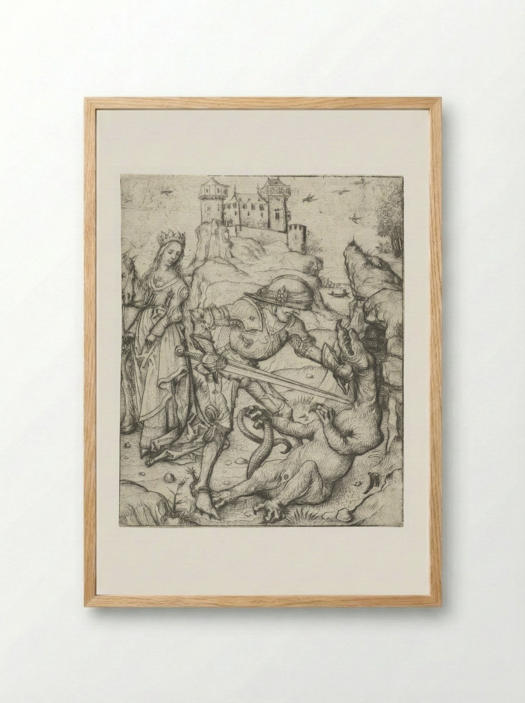 Saint George on Foot - Master of the Amsterdam Cabinet - Framed Print Wood
