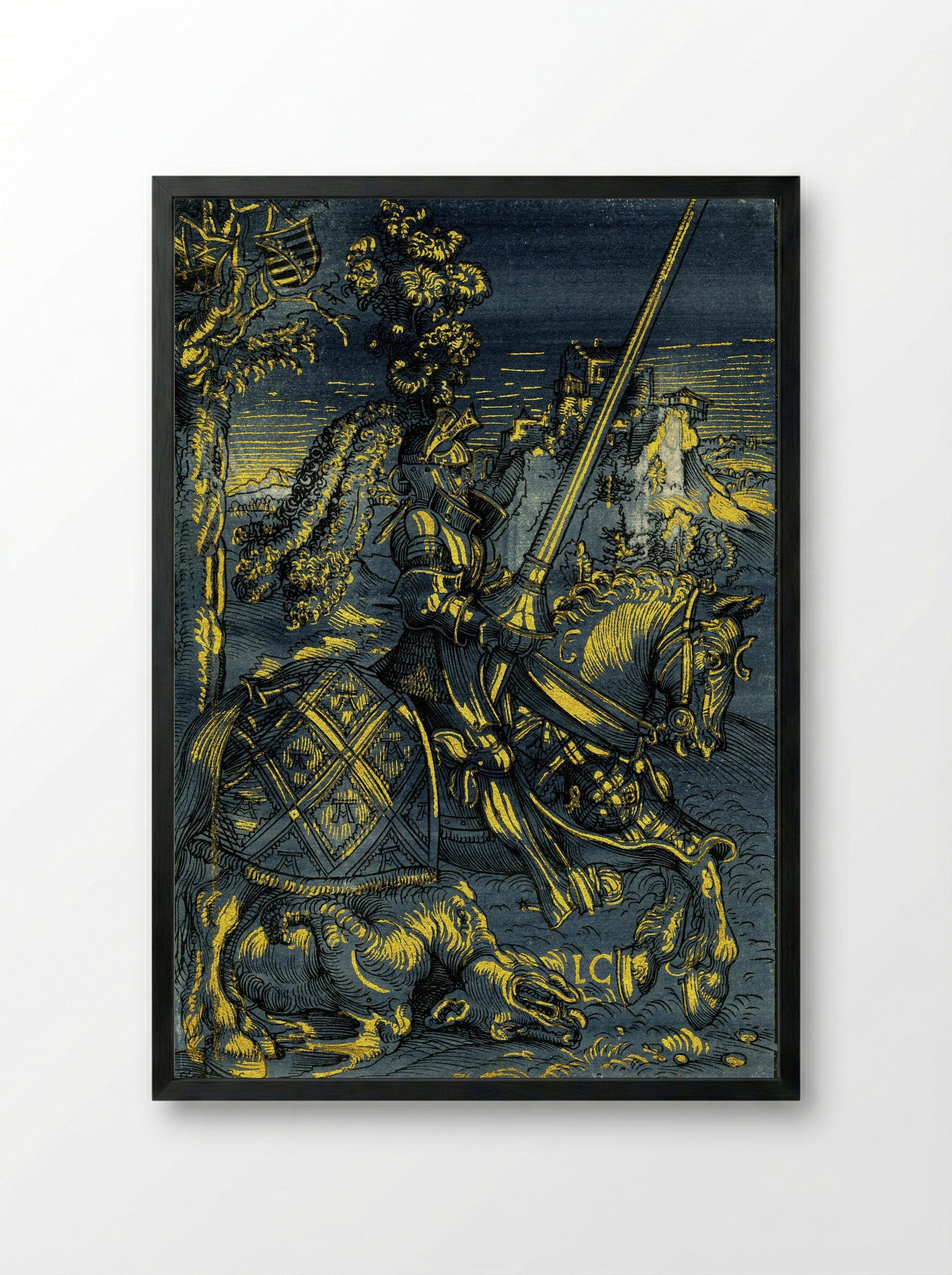 Saint George on Horseback - Lucas Cranach the Elder - Framed Print Black