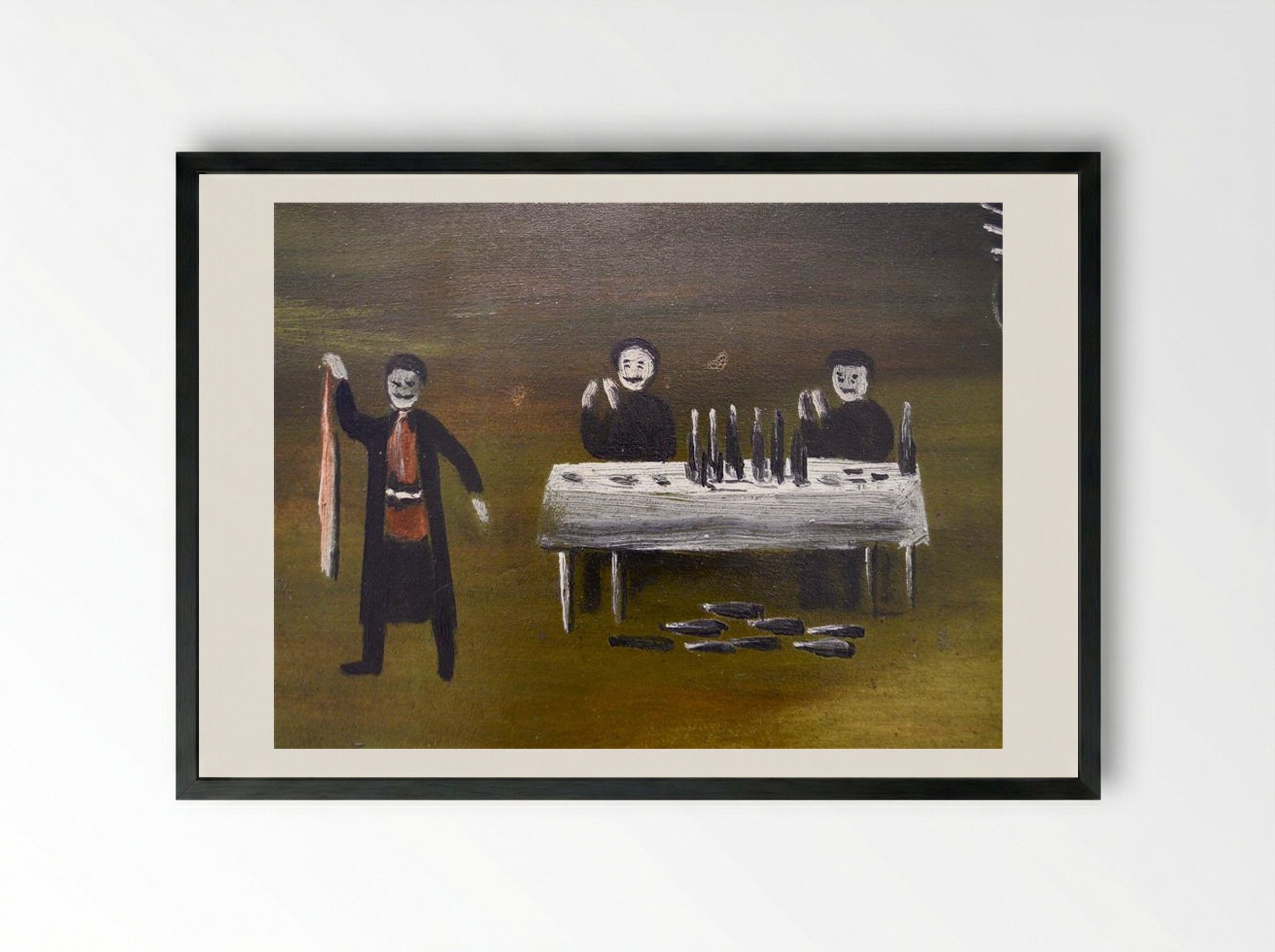 Saint George’s Day in Bolnisi (fragment) - Niko Pirosmani - Framed Print Black