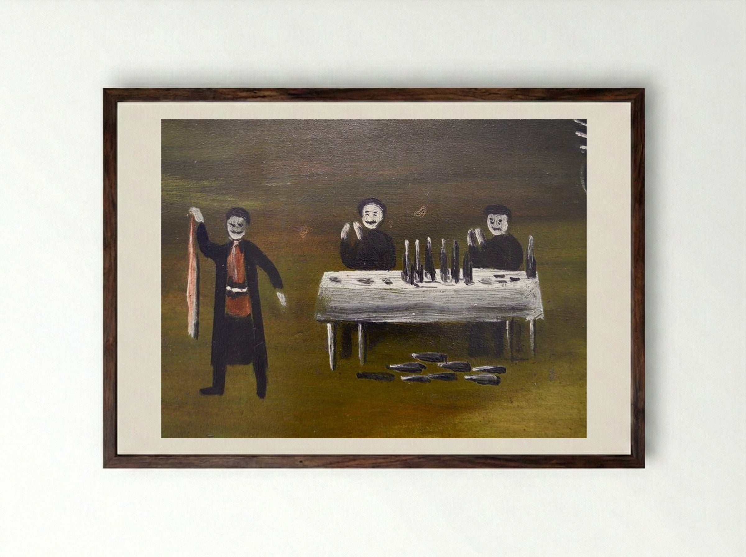 Saint George’s Day in Bolnisi (fragment) - Niko Pirosmani - Framed Print Dark Wood