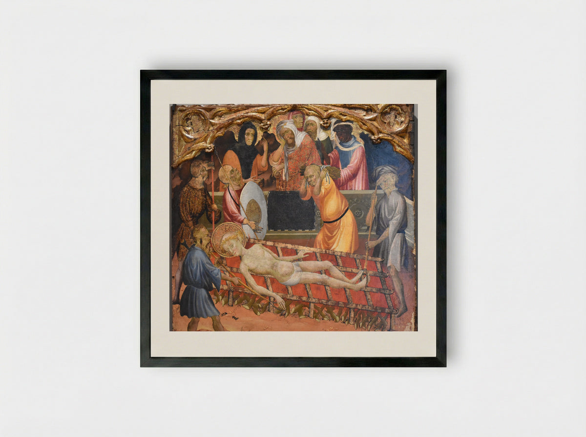 Saint Giles with Christ Triumphant over Satan and the Mission of the Apostles - Miguel Alcañiz - Framed Print Black