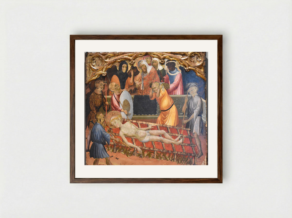 Saint Giles with Christ Triumphant over Satan and the Mission of the Apostles - Miguel Alcañiz - Framed Print Dark Wood