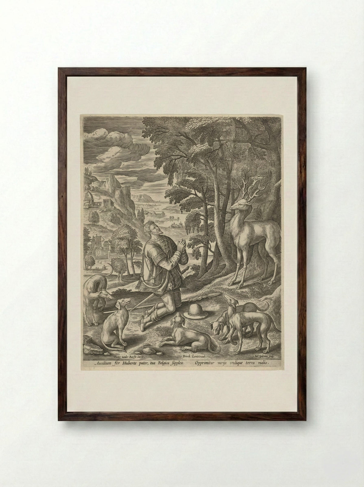 Saint Hubert - Hendrick Goltzius - Framed Print Dark Wood